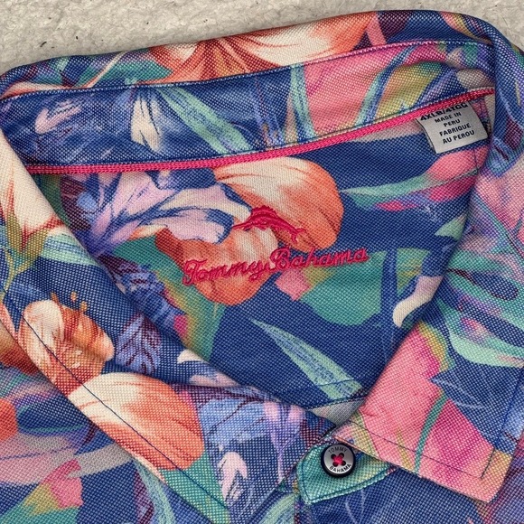 Tommy Bahama Mens Floral Print Short Sleeve Bloomio 54 Polo Shirt Blue 4XLB - Picture 2 of 8